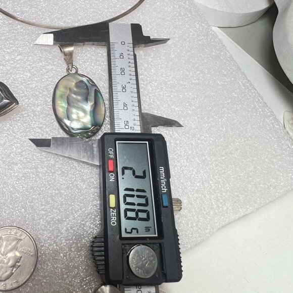 Vtg 925 Silver Abalone Pendant & Earrings JRI & ATI MX 925 Torque Choker Necklac - Picture 8 of 11